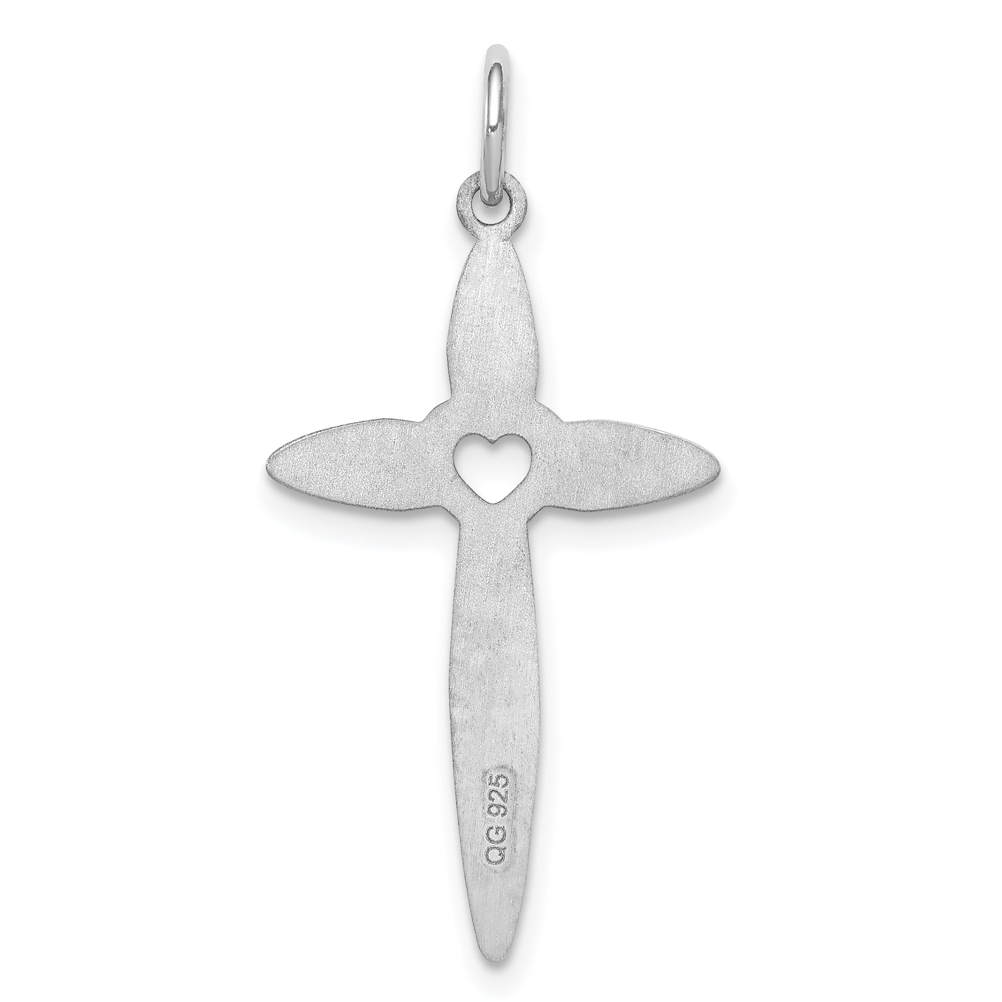 Sterling Silver Rhodium-plated Laser Designed Cross Pendant