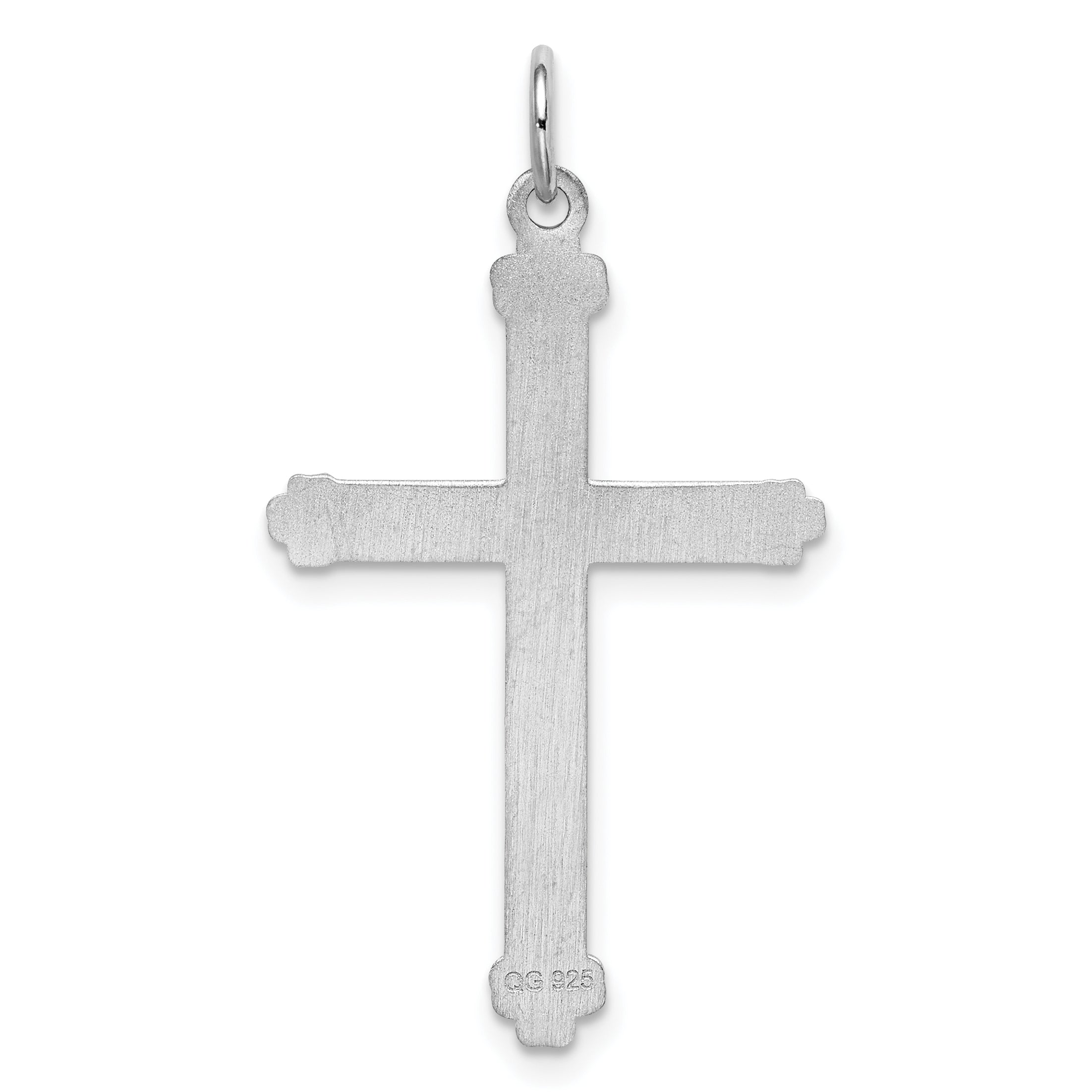 Sterling Silver Rh-plt Laser Designed CroSterling Silver Rh-plt Charm