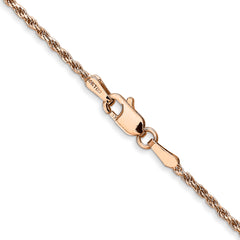 14K Rose Gold 16 inch 1.5mm Diamond-cut Man Made Rope with Lobster Clasp Chain