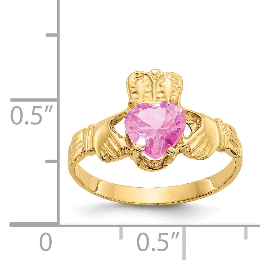 14k October CZ Birthstone Claddagh Ring