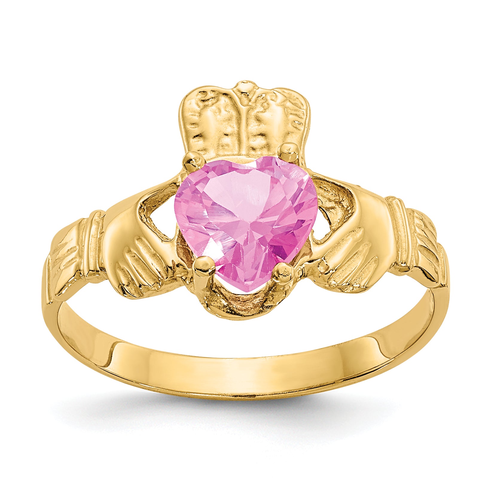 14k October CZ Birthstone Claddagh Ring