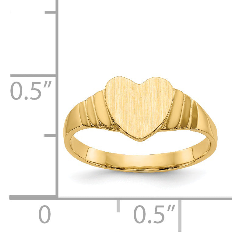 14K Satin Baby Heart Signet Ring