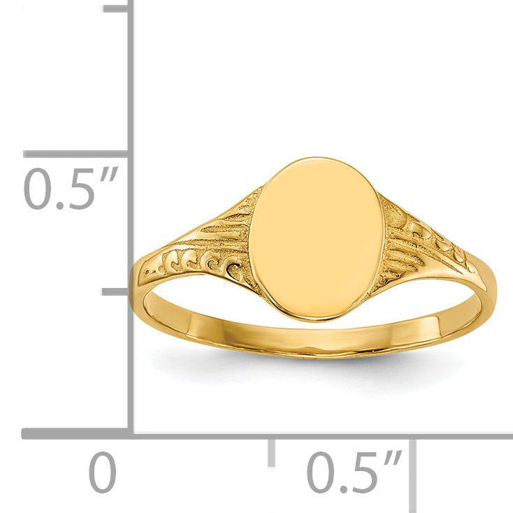 14K Oval Polished Child Signet Ring