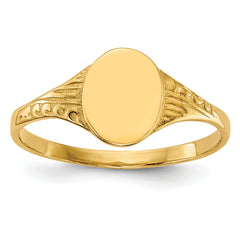 14K Oval Polished Child Signet Ring