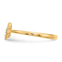 14k Heart WithCZ Cross Ring