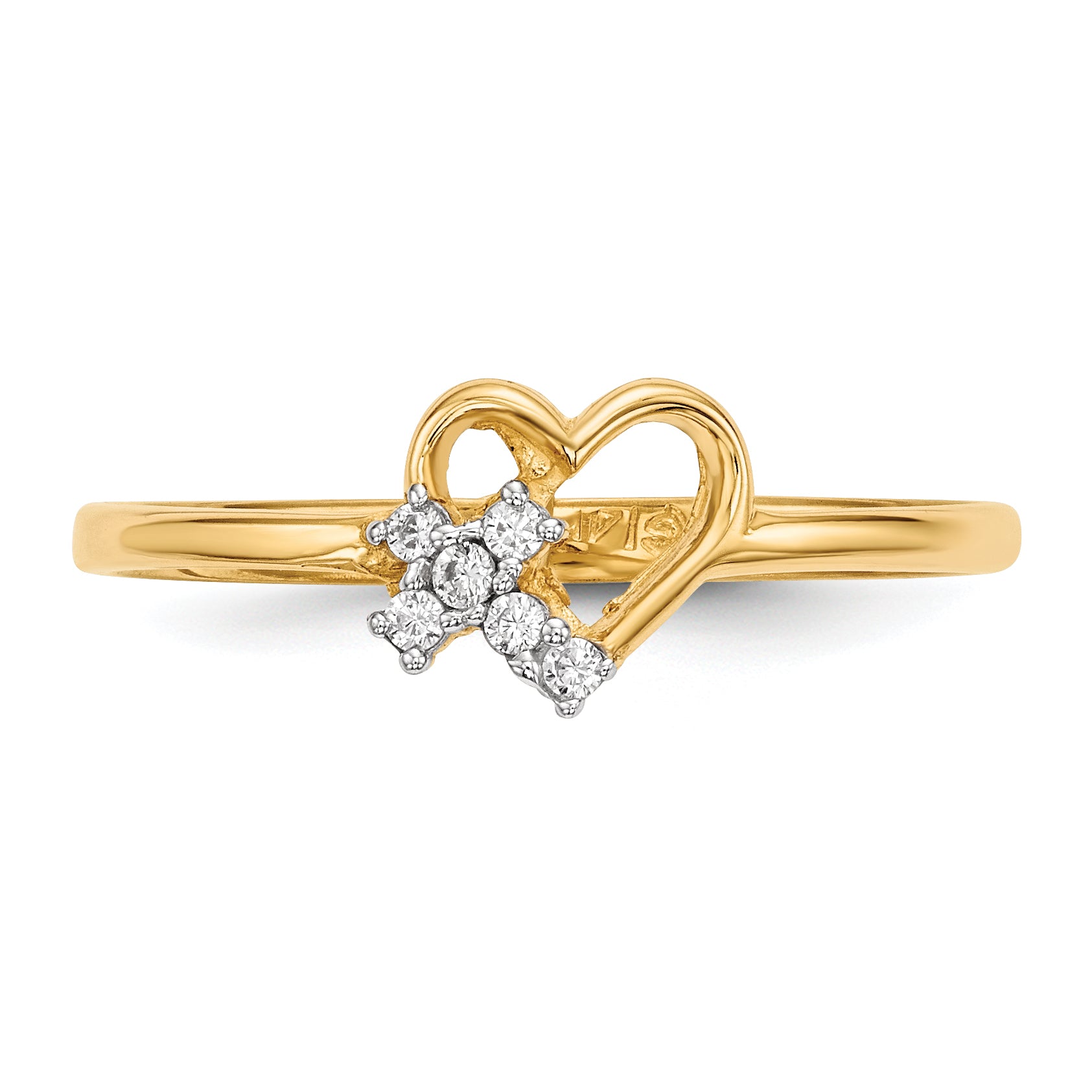 14k Heart WithCZ Cross Ring