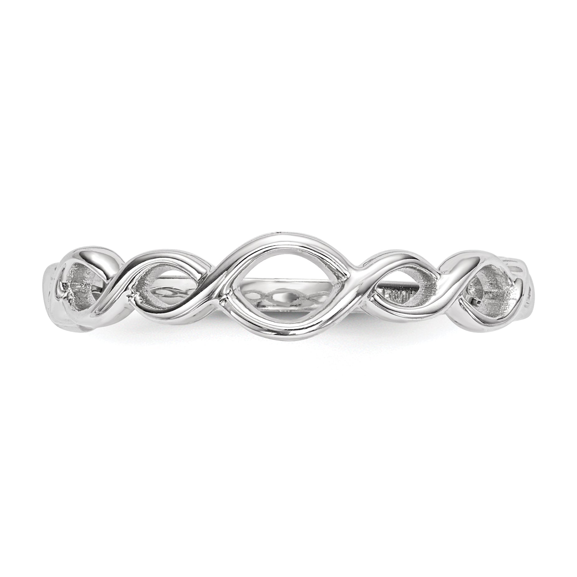 14k White Gold Polished Twisted Loops Ring