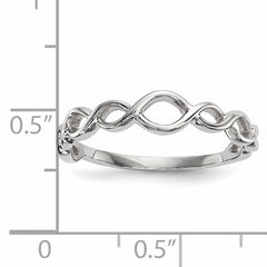 14k White Gold Polished Twisted Loops Ring