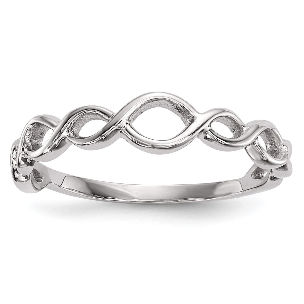 14k White Gold Polished Twisted Loops Ring