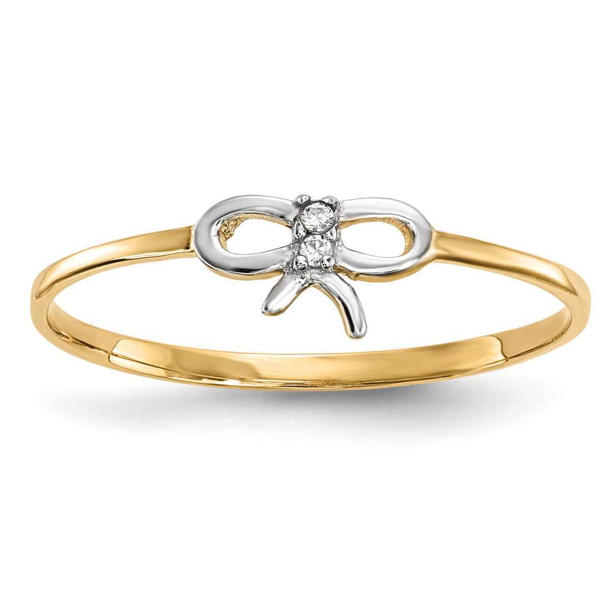 14k WithRhodium CZ Bow Ring