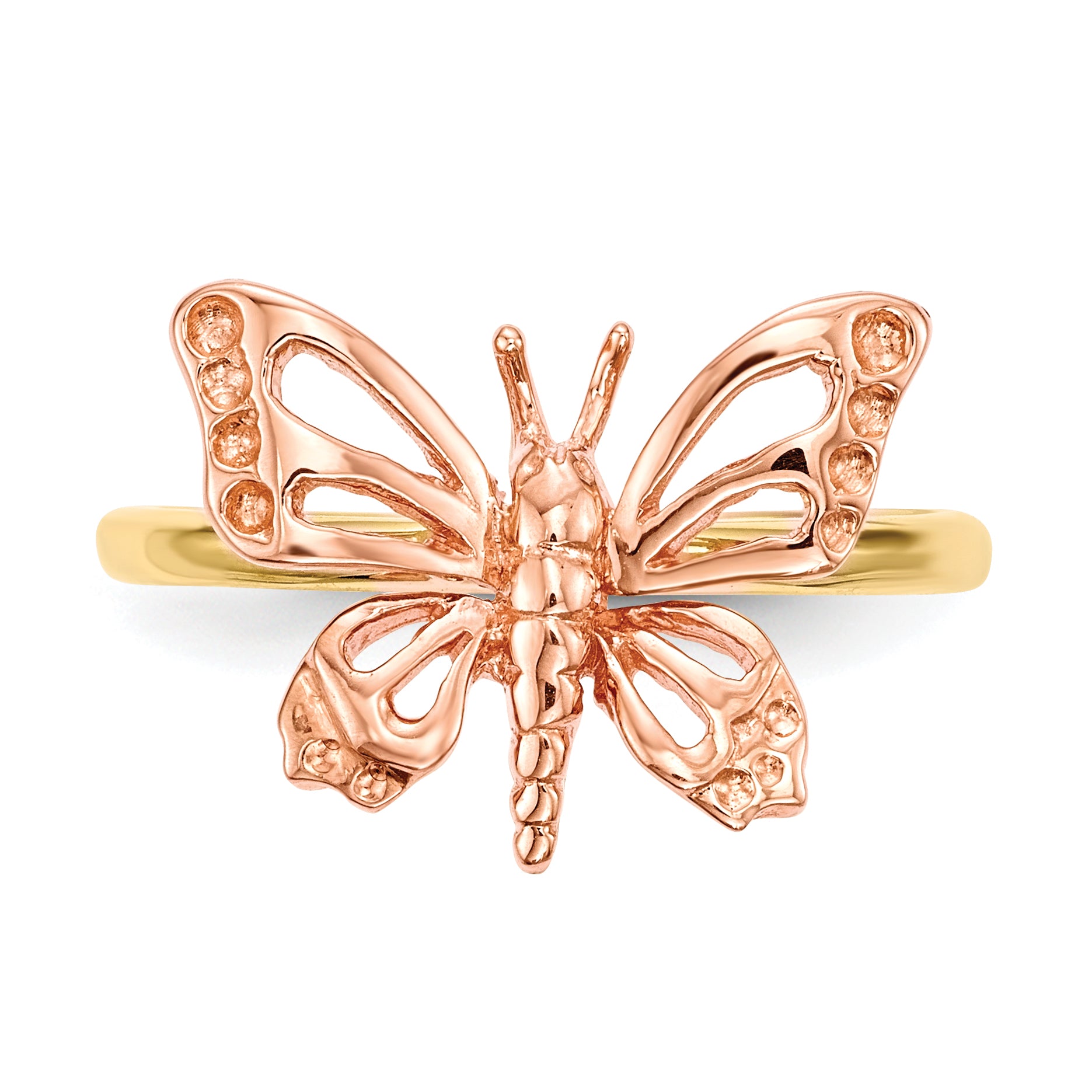 14k Two-tone Polished Butterfly Ring