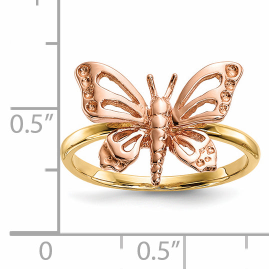 14k Two-tone Polished Butterfly Ring