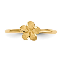 14k Satin & Diamond-cut Plumeria Ring