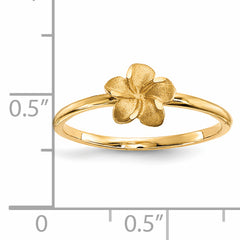 14k Satin & Diamond-cut Plumeria Ring