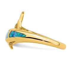 14K Lab Created Opal Dolphin Ring