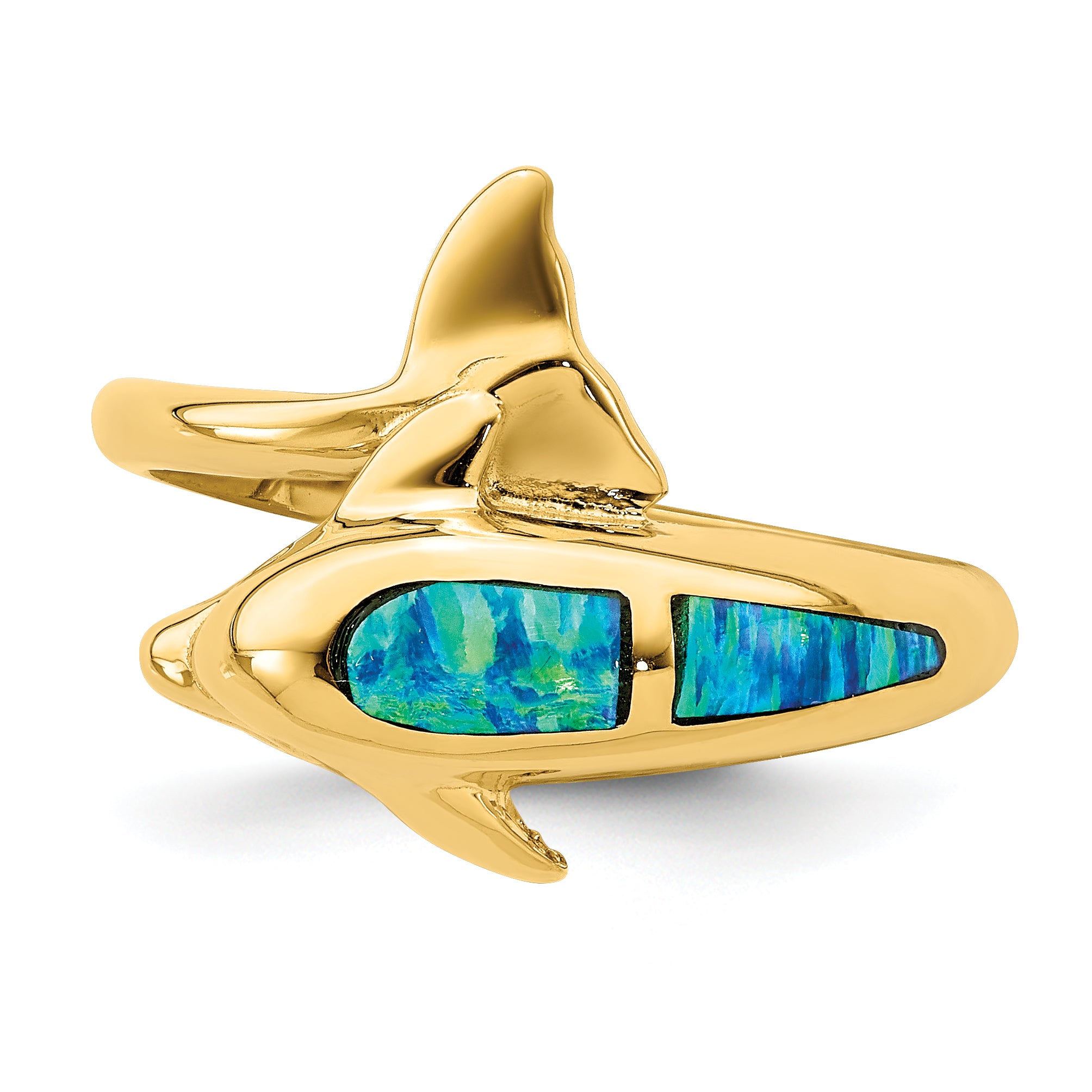 14K Lab Created Opal Dolphin Ring