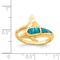 14K Lab Created Opal Dolphin Ring