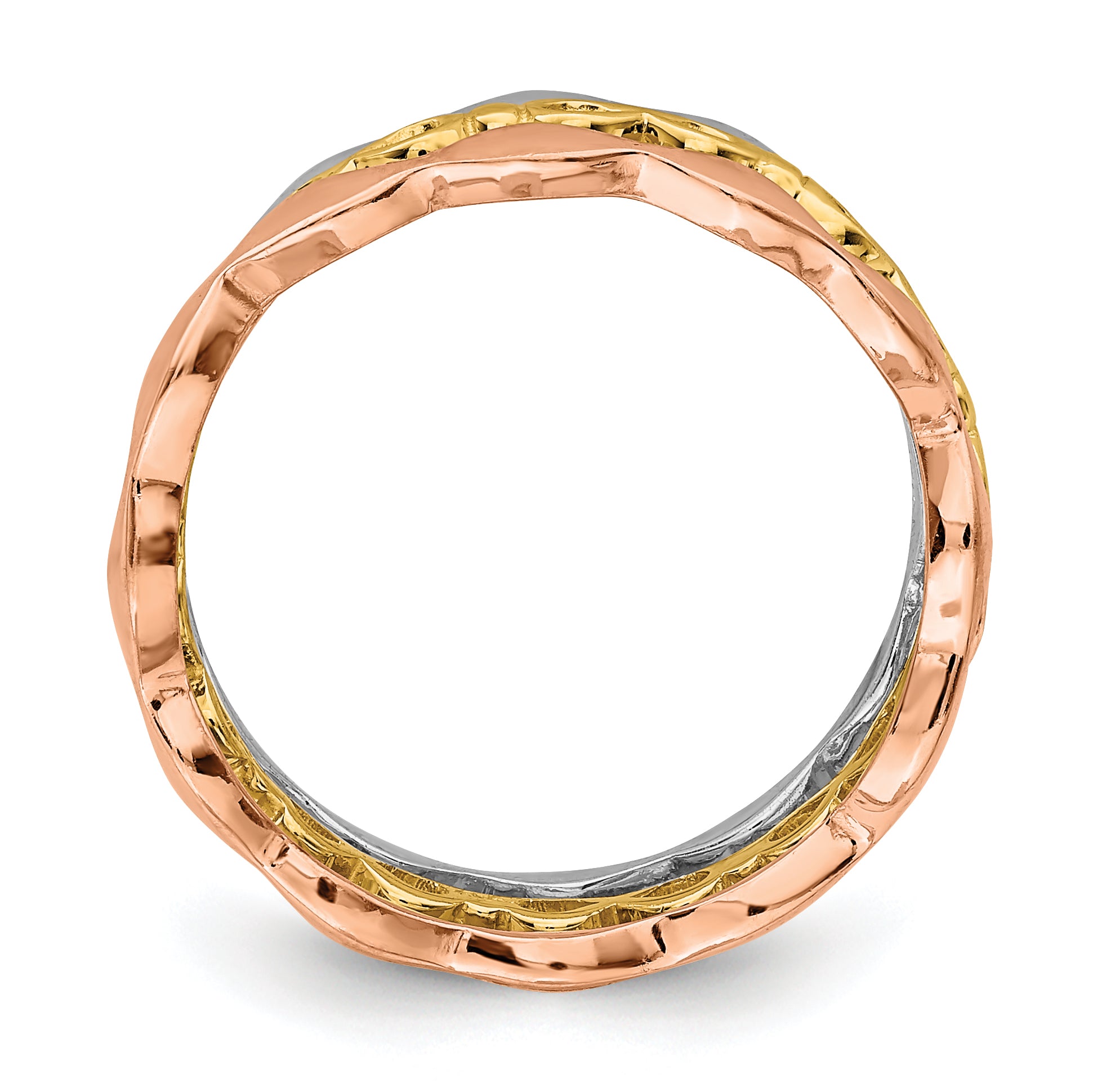 14K Yellow, White & Rose Gold Set of 3 Stackable Rings