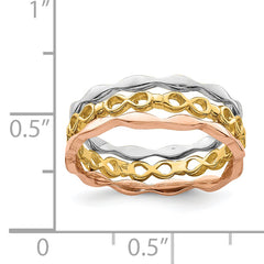 14K Yellow, White & Rose Gold Set of 3 Stackable Rings