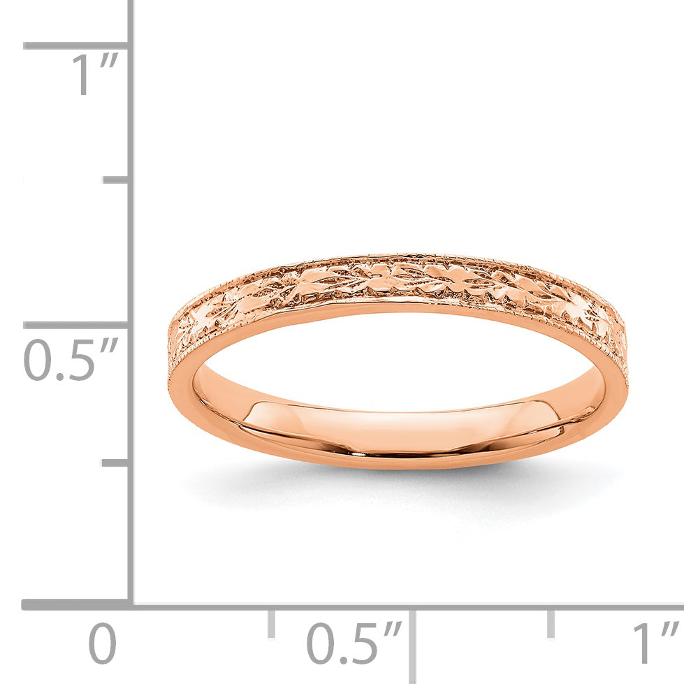 14K Rose Polished Floral Band