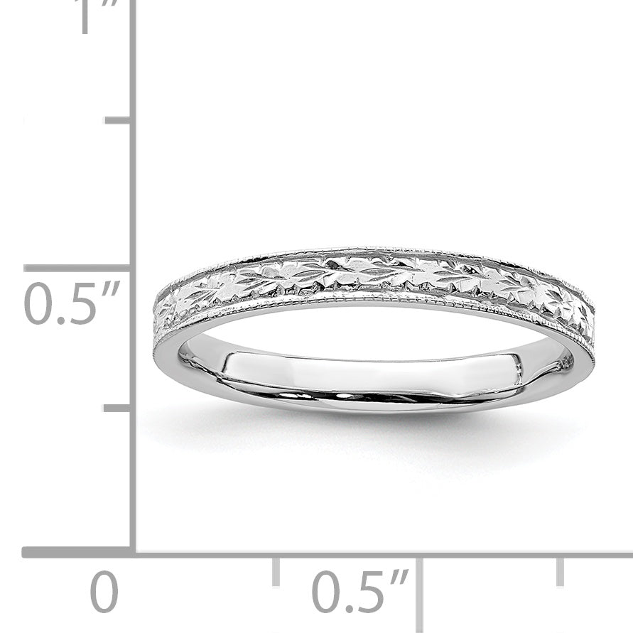 14K White Polished Floral Band