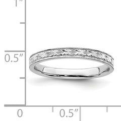 14K White Polished Floral Band