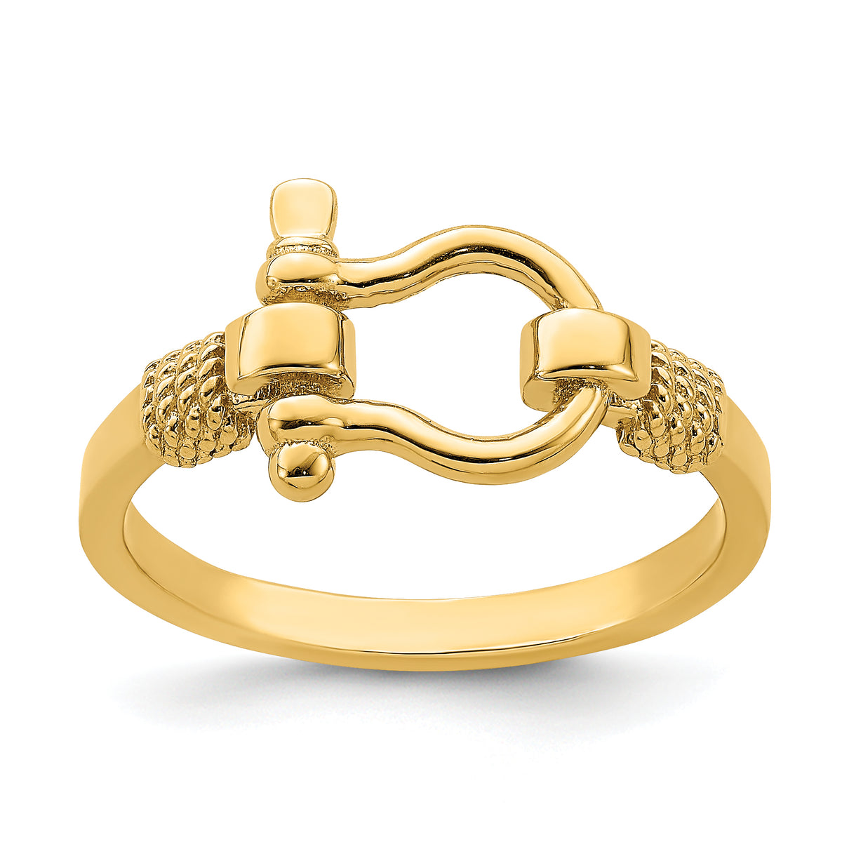 14K Shackle With Rope Edge Ring (Size 7)