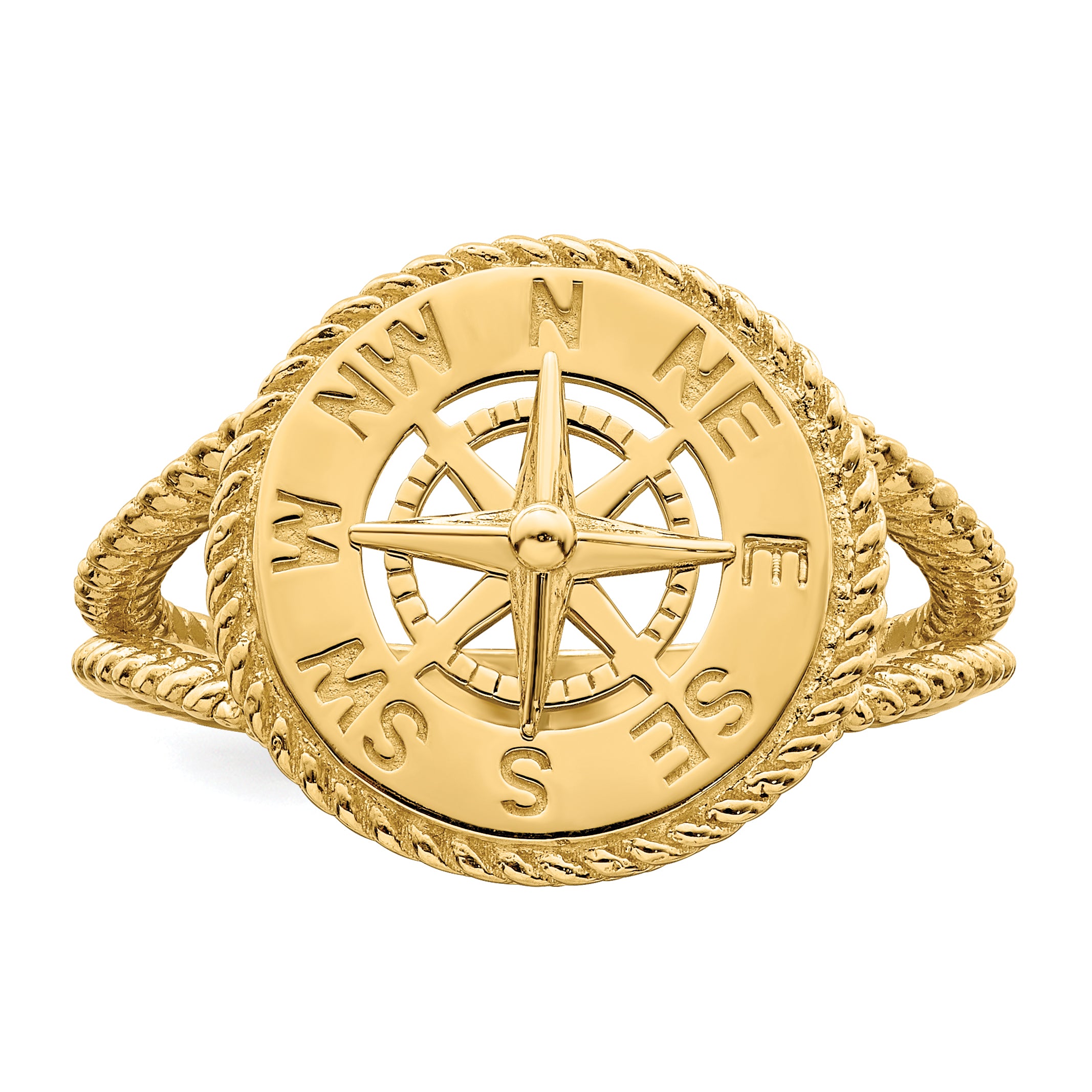 14K Nautical Compass Rope Ring