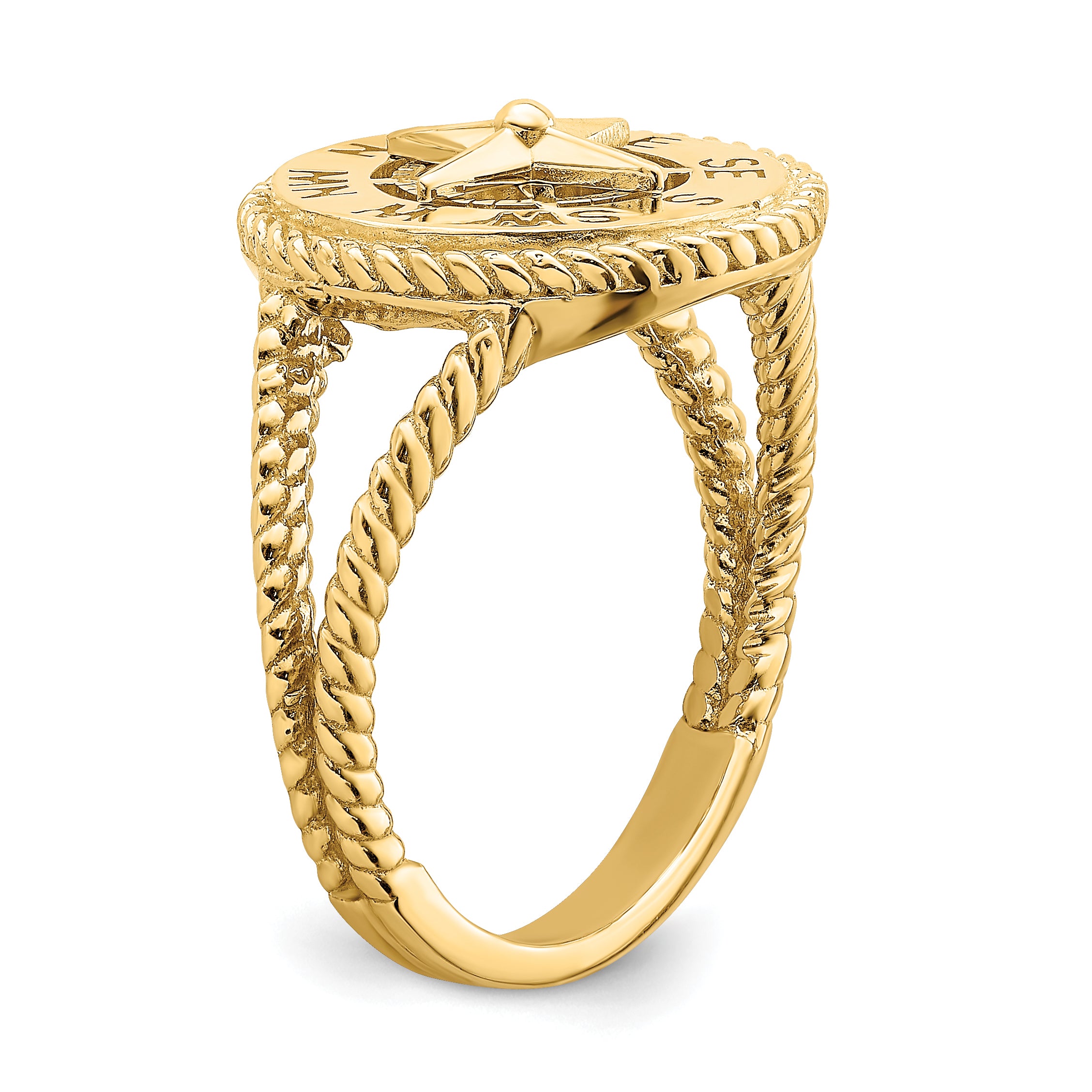 14K Nautical Compass Rope Ring