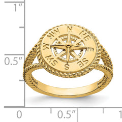 14K Nautical Compass Rope Ring