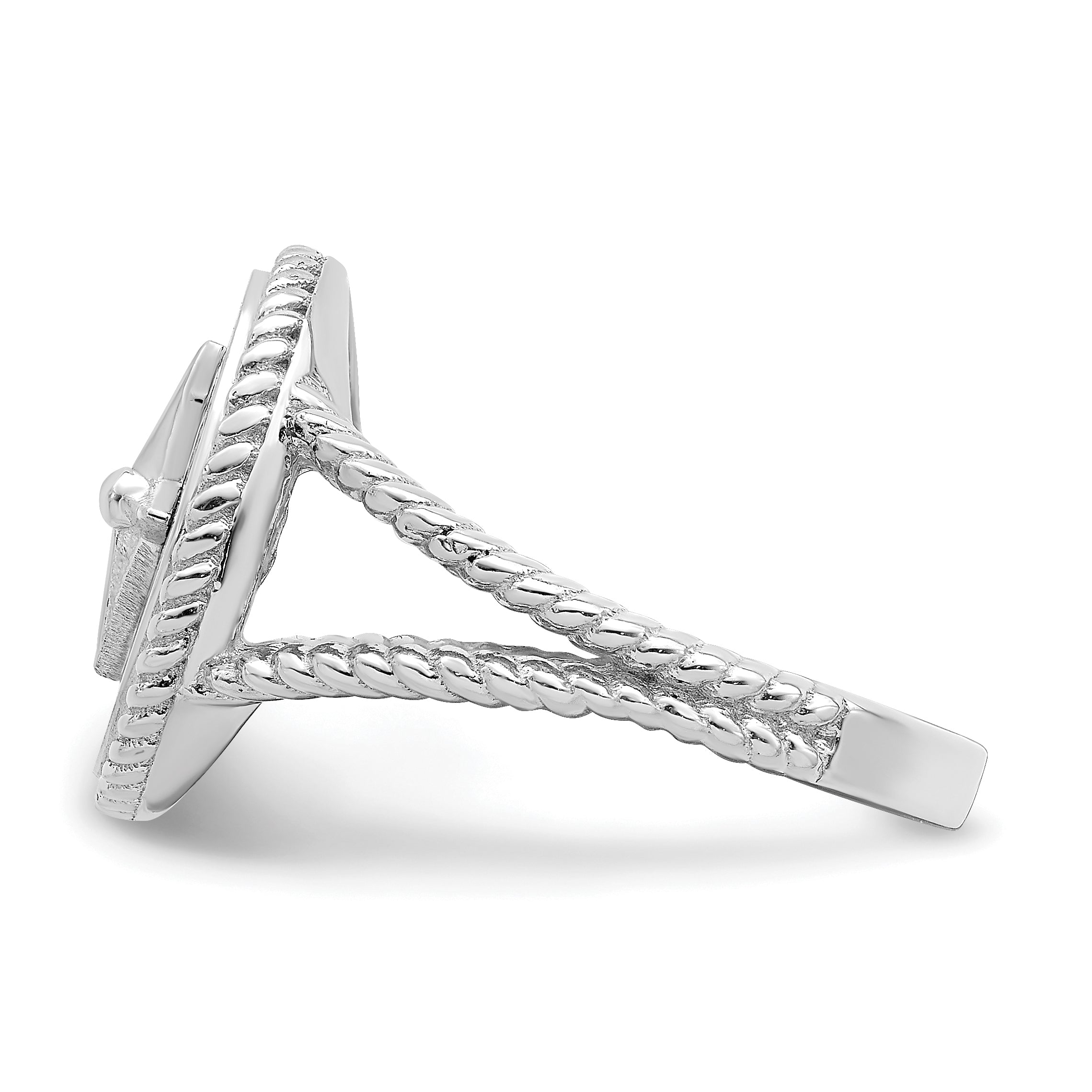 14K White Gold Nautical Compass Rope Ring