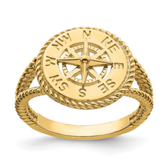 14K Nautical Compass Rope Ring