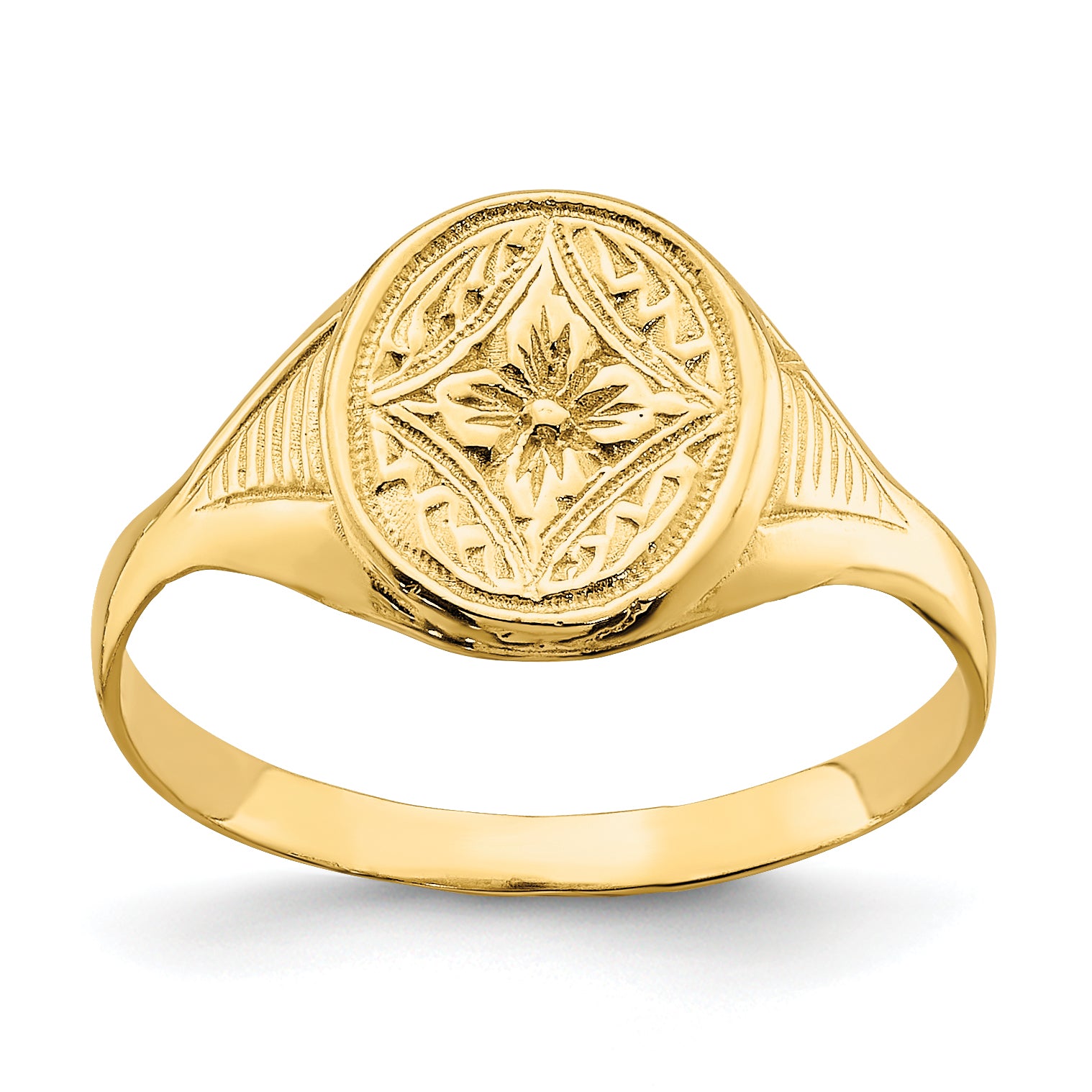 14k Oval Star Diamond Center Baby Ring