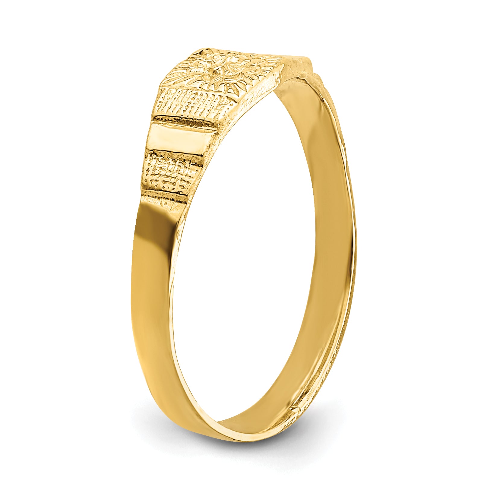 14k Flower Center Engraved Baby Band