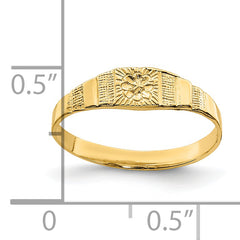 14k Flower Center Engraved Baby Band