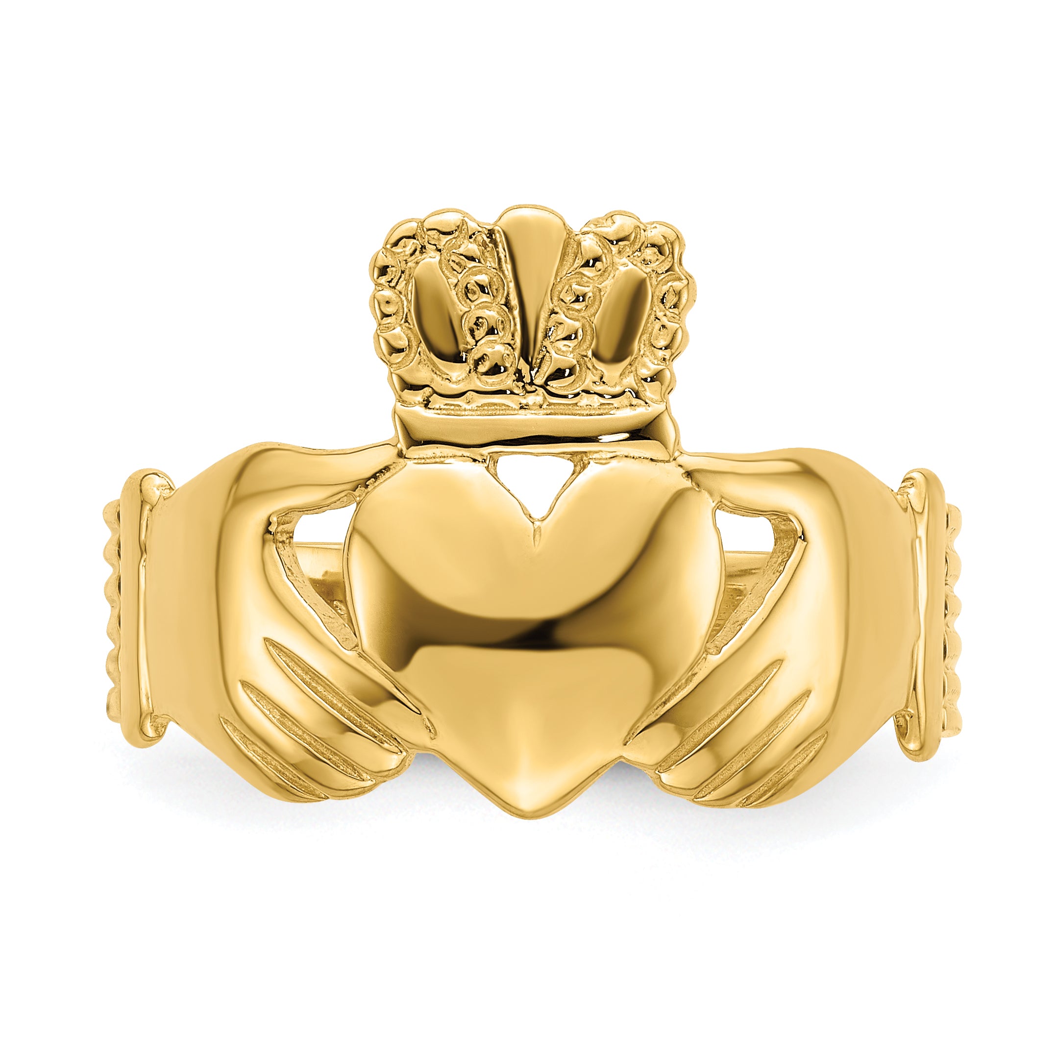 14k Polished Claddagh Ring (Size 9)