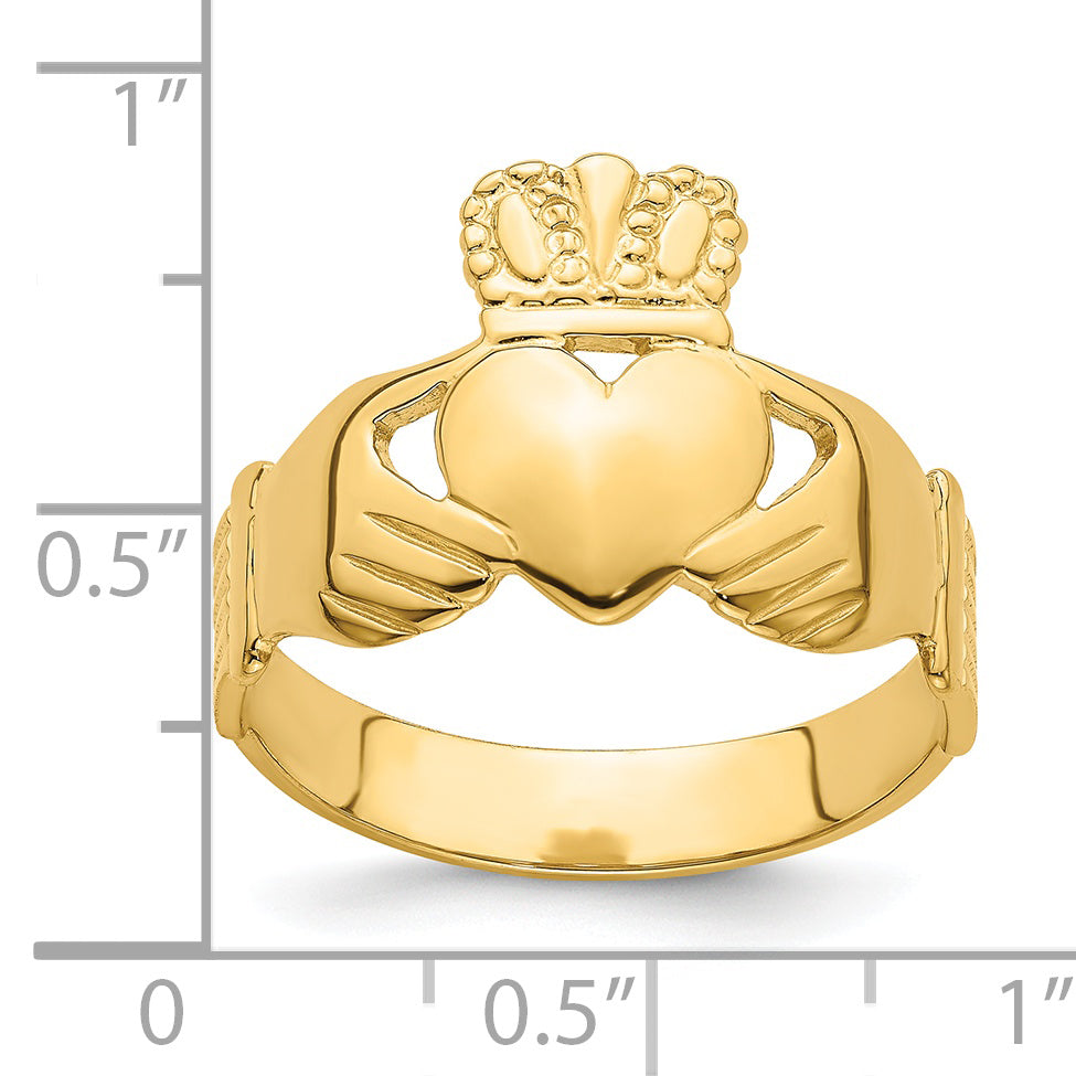 14k Polished Claddagh Ring (Size 9)