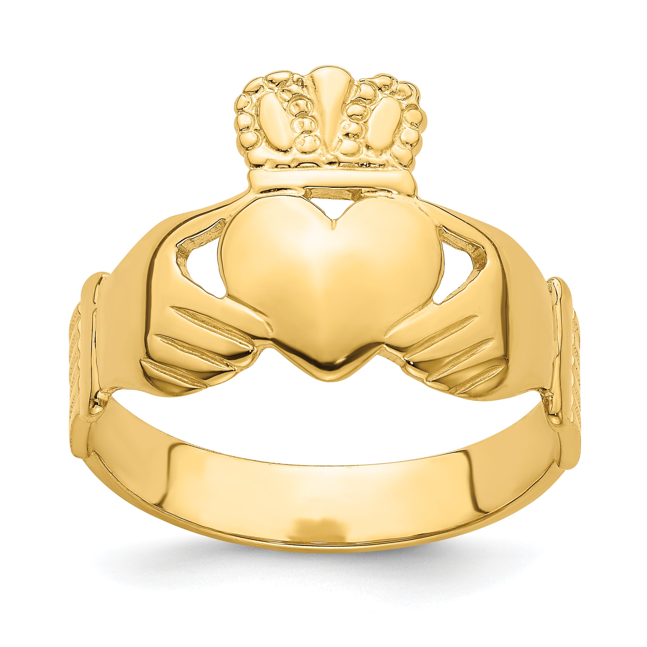 14k Polished Claddagh Ring (Size 9)