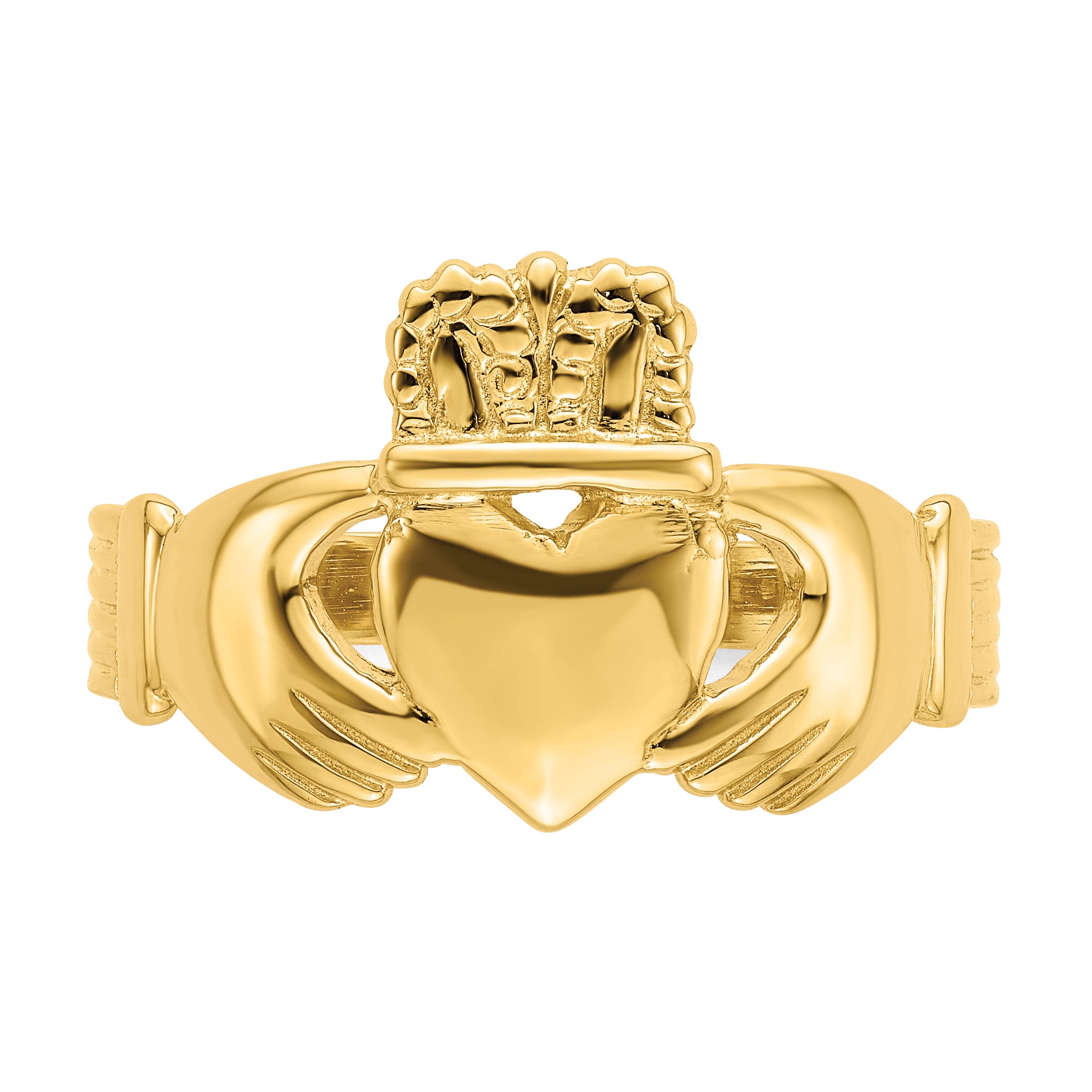 14k Polished Claddagh Ring (Size 9)