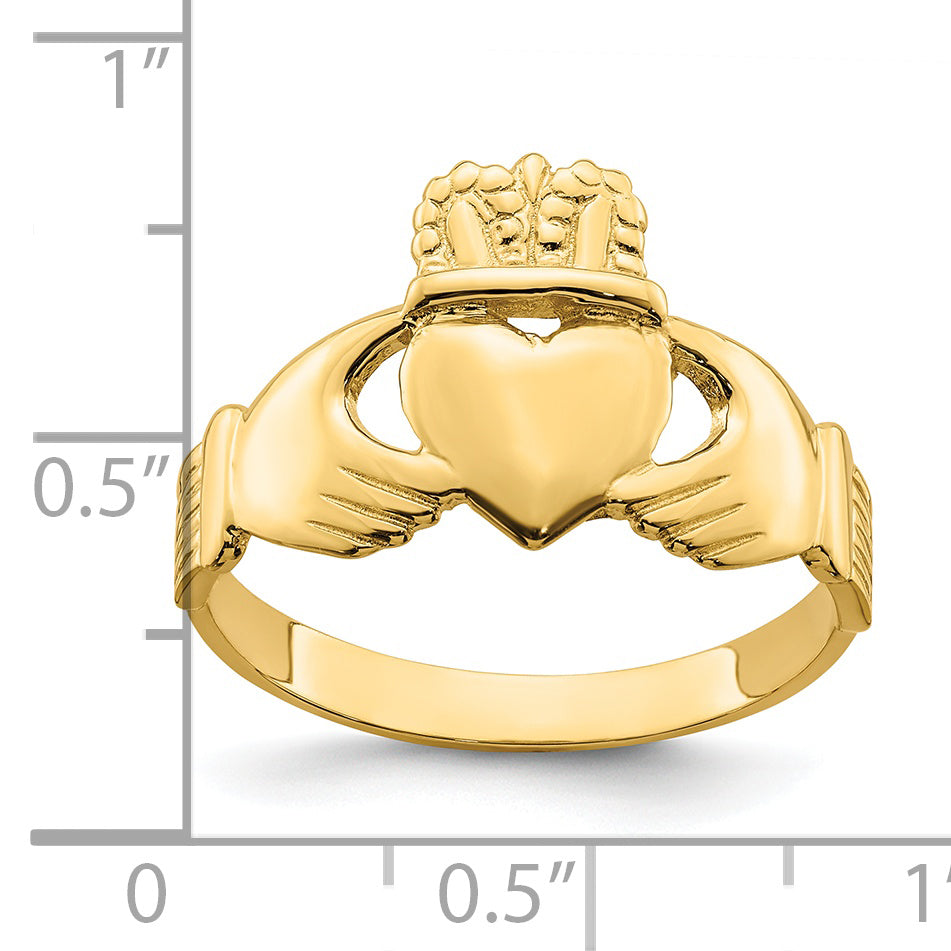 14k Polished Claddagh Ring (Size 9)