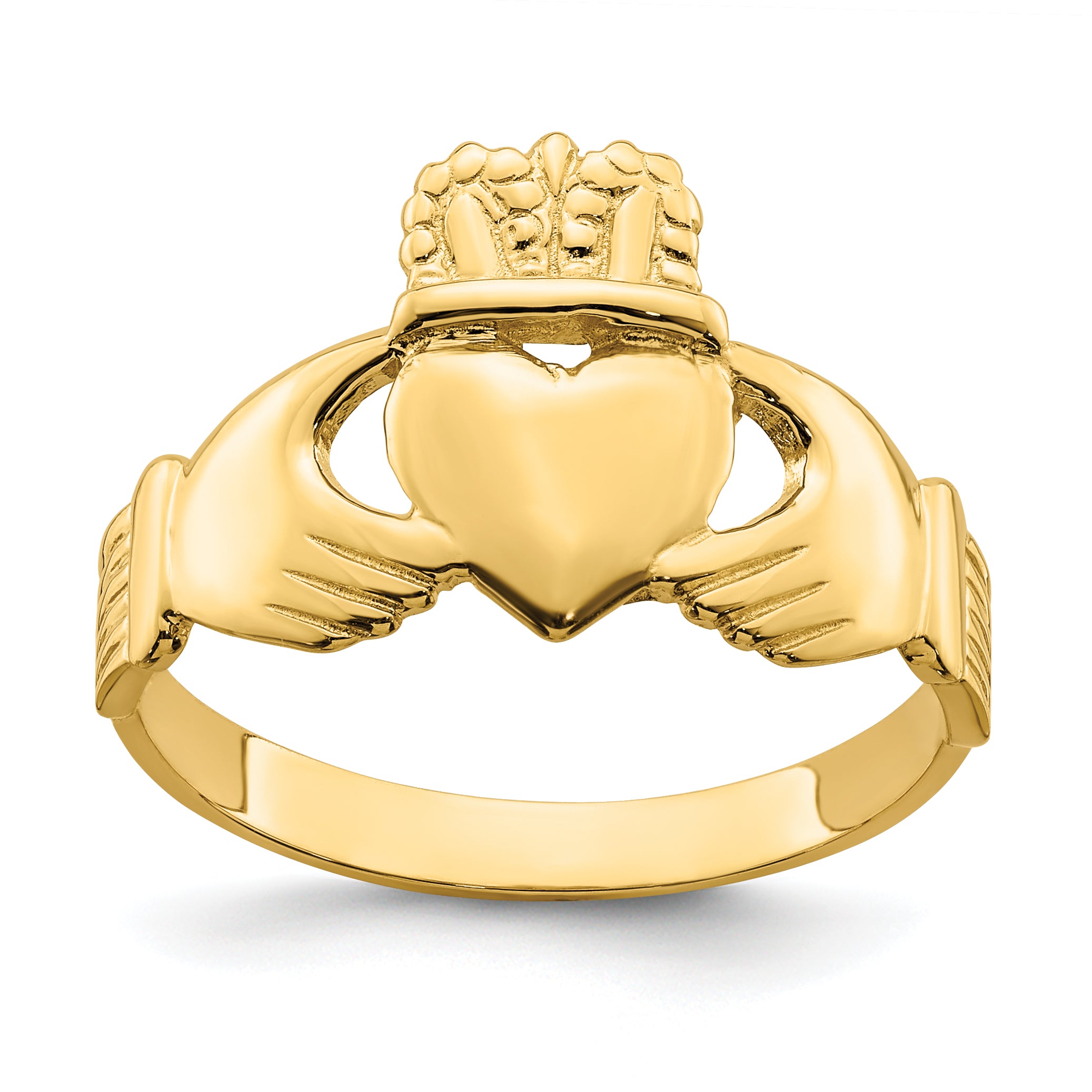 14k Polished Claddagh Ring (Size 9)