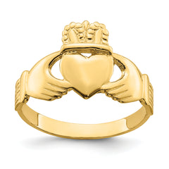 14k Polished Claddagh Ring (Size 9)