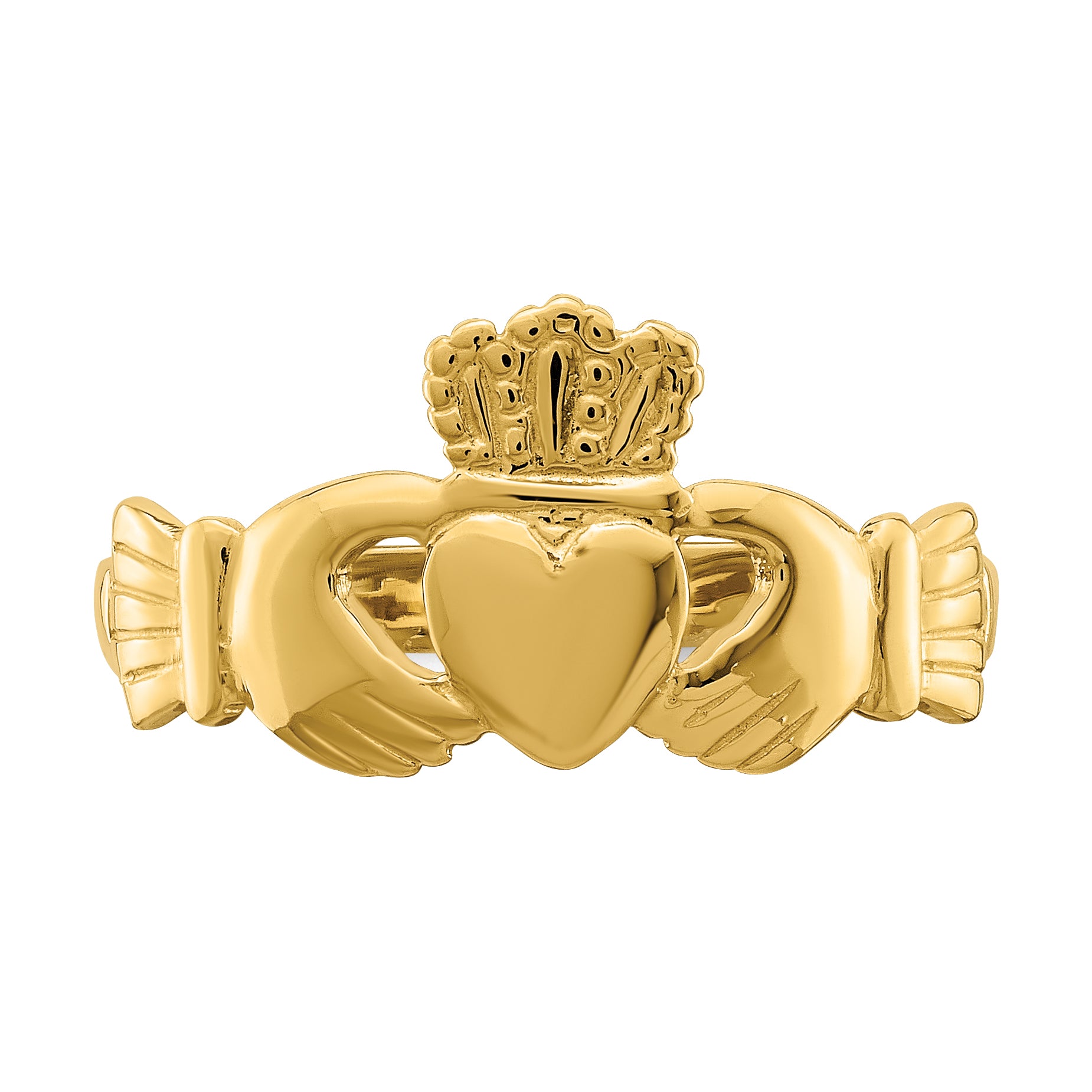 14k Polished Claddagh Ring (size 7)