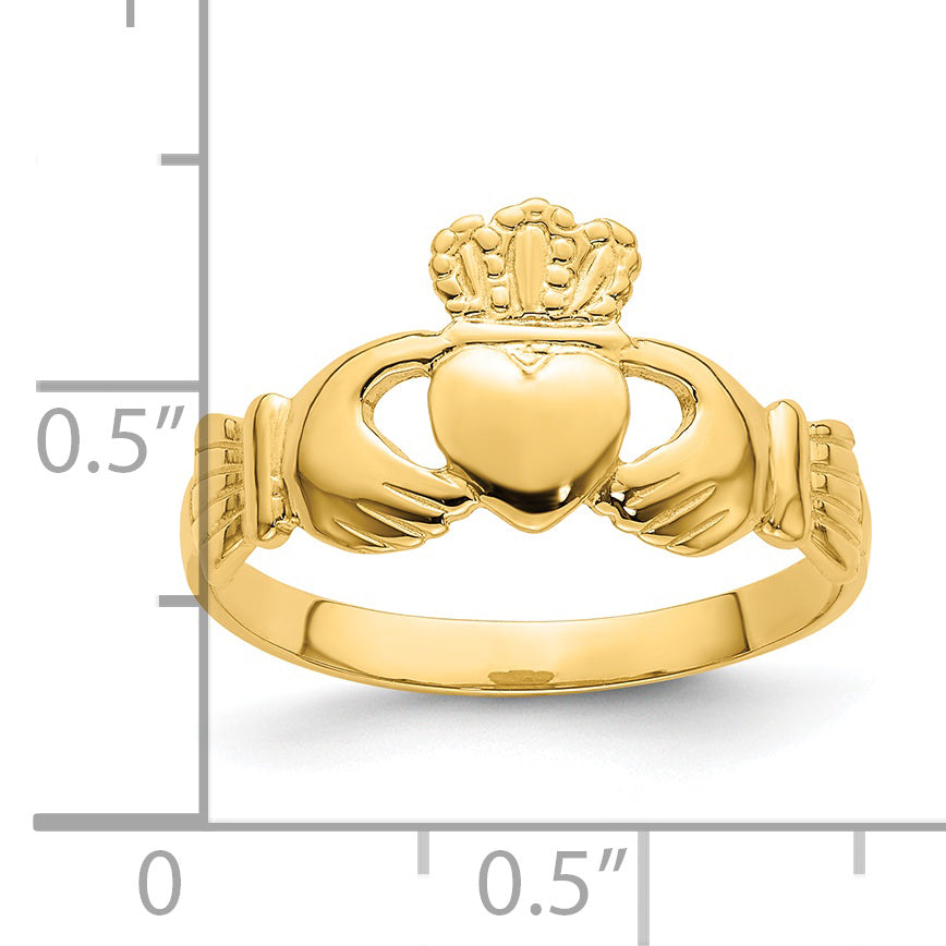 14k Polished Claddagh Ring (size 7)