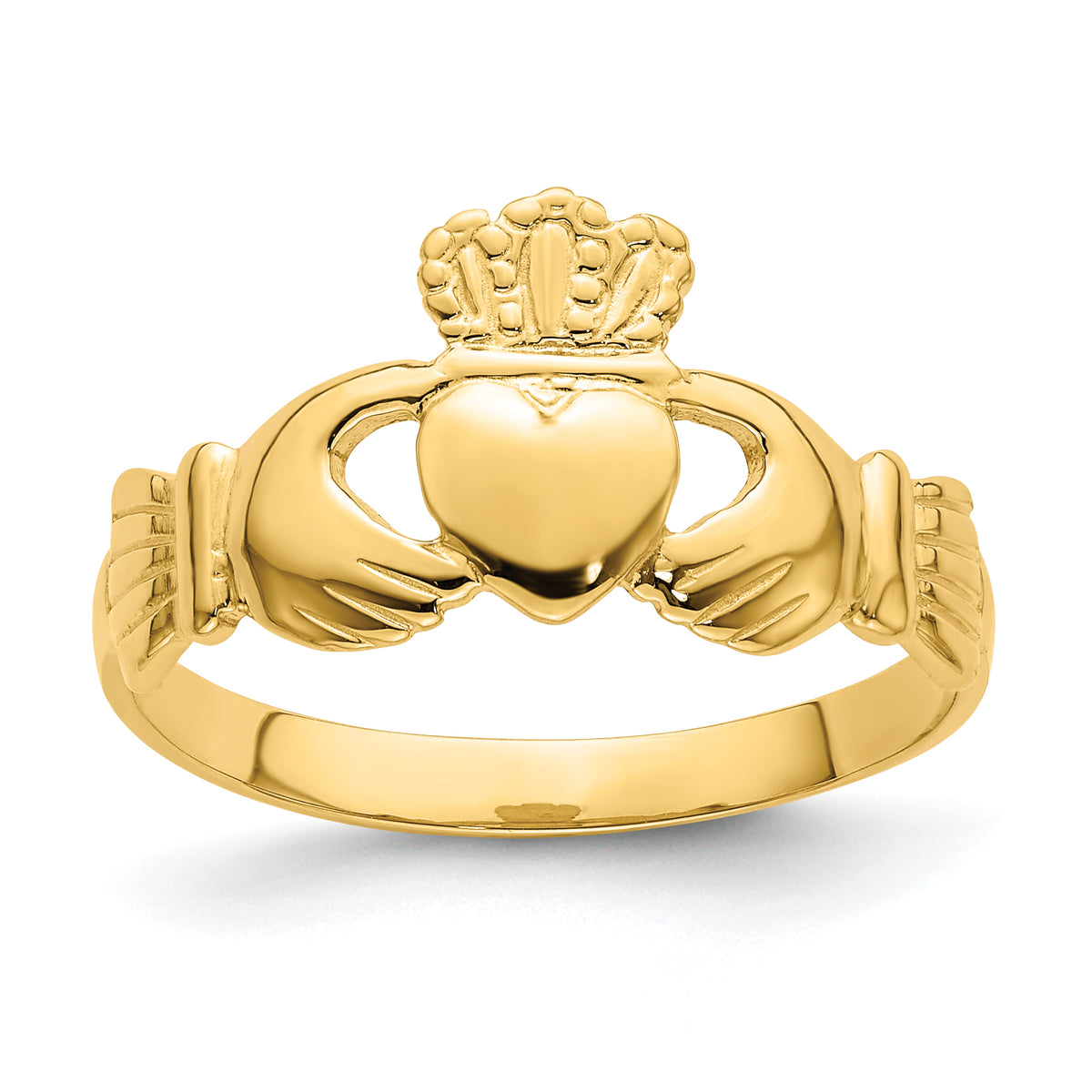 14k Polished Claddagh Ring (size 7)