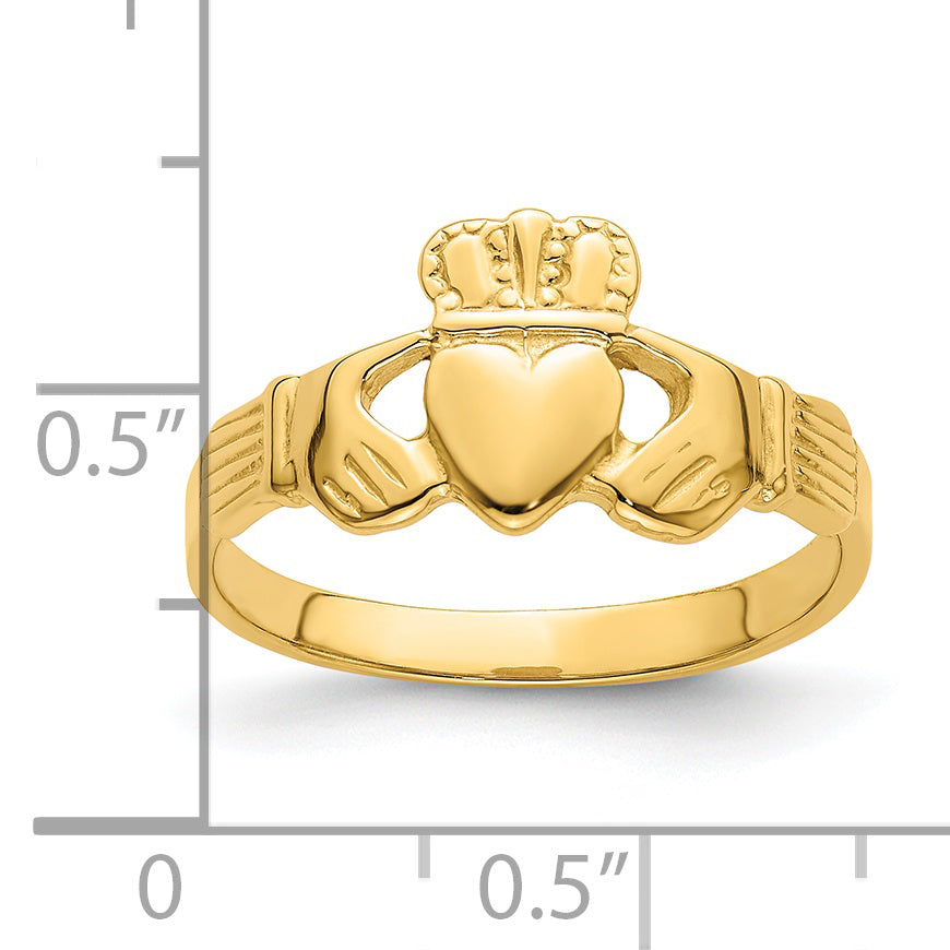 14k Polished Claddagh Ring