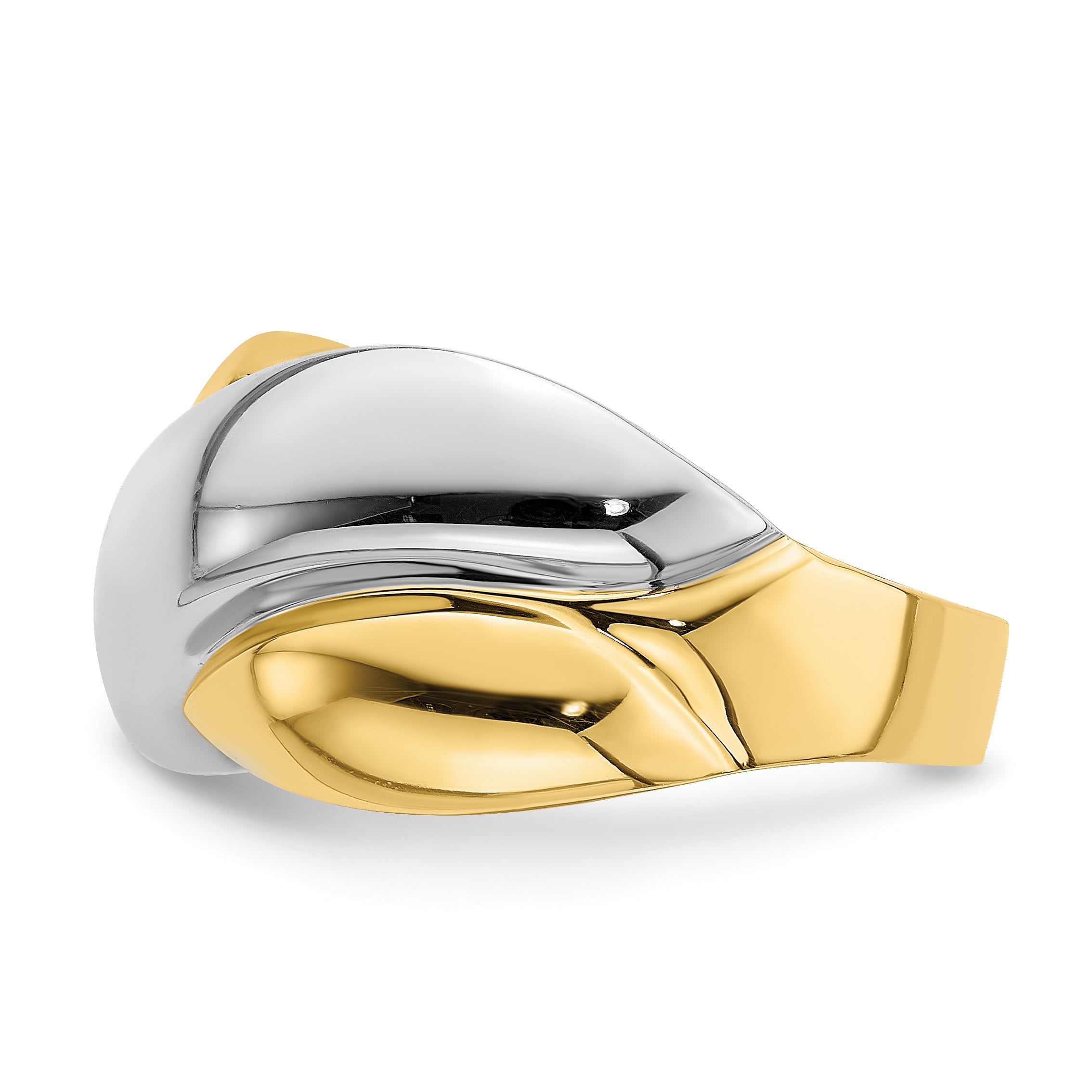 14K WithRhodium Polished   X   Dome Ring