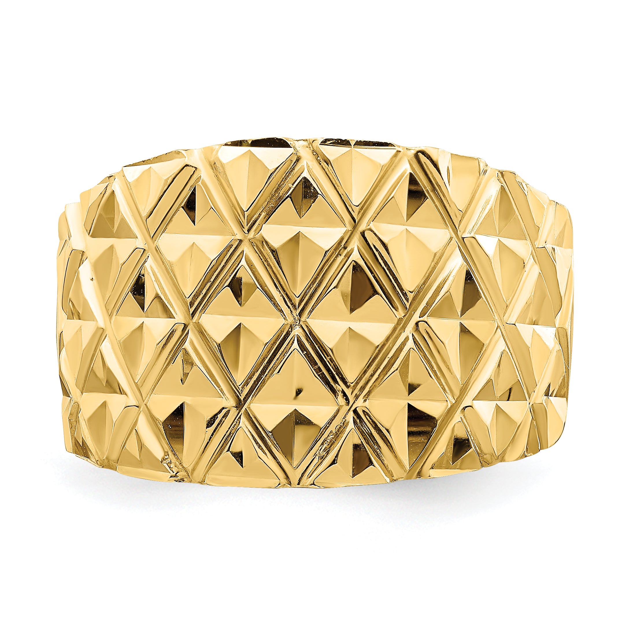 14K D/C Quilted Pattern Dome Ring