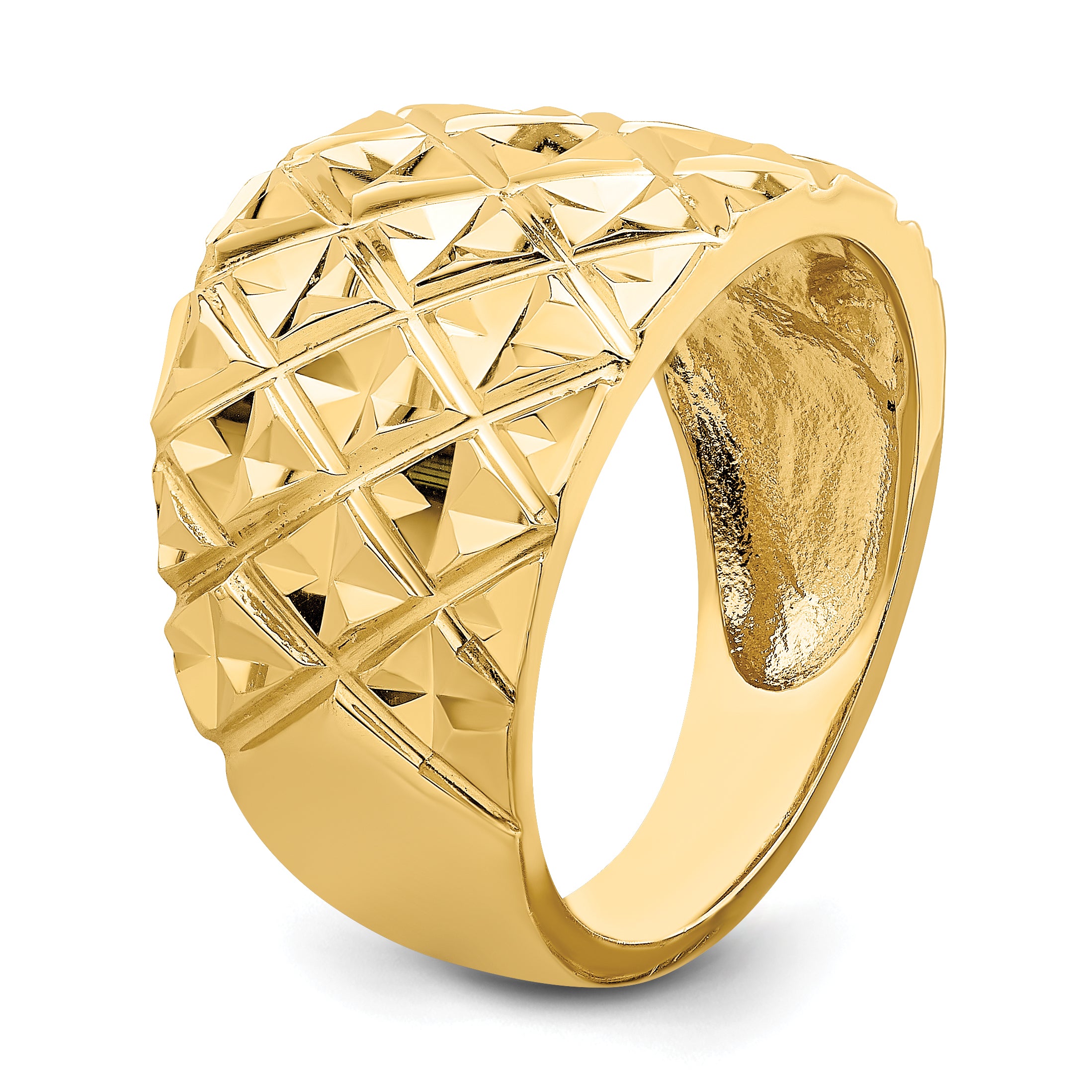 14K D/C Quilted Pattern Dome Ring