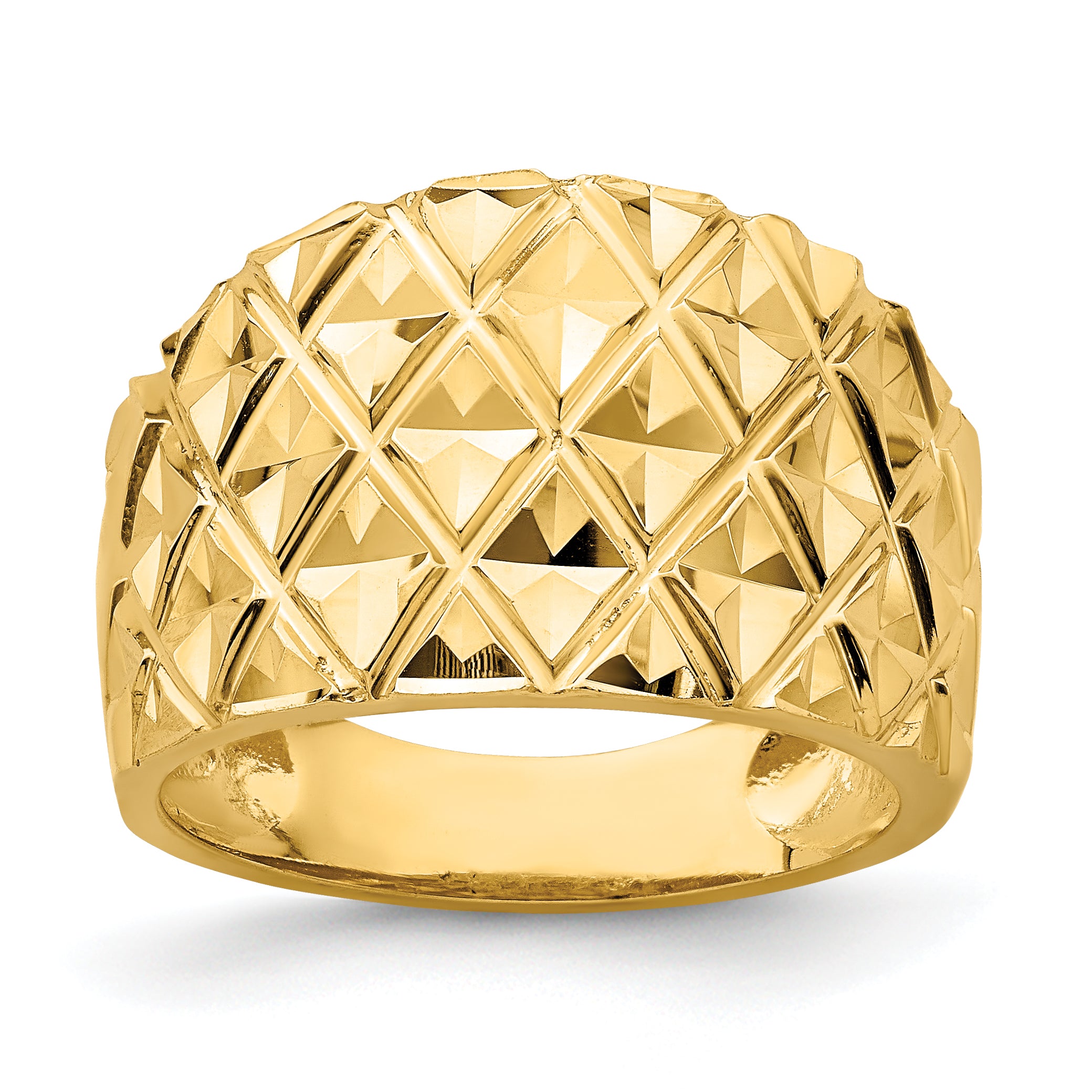 14K D/C Quilted Pattern Dome Ring